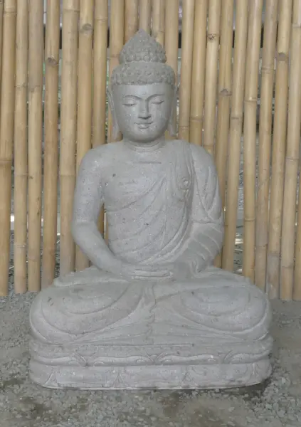 Product image of the product “Seated Buddha made of Riverstone in Dhyana position - gesture of meditation, H.83 cm, natural. ”